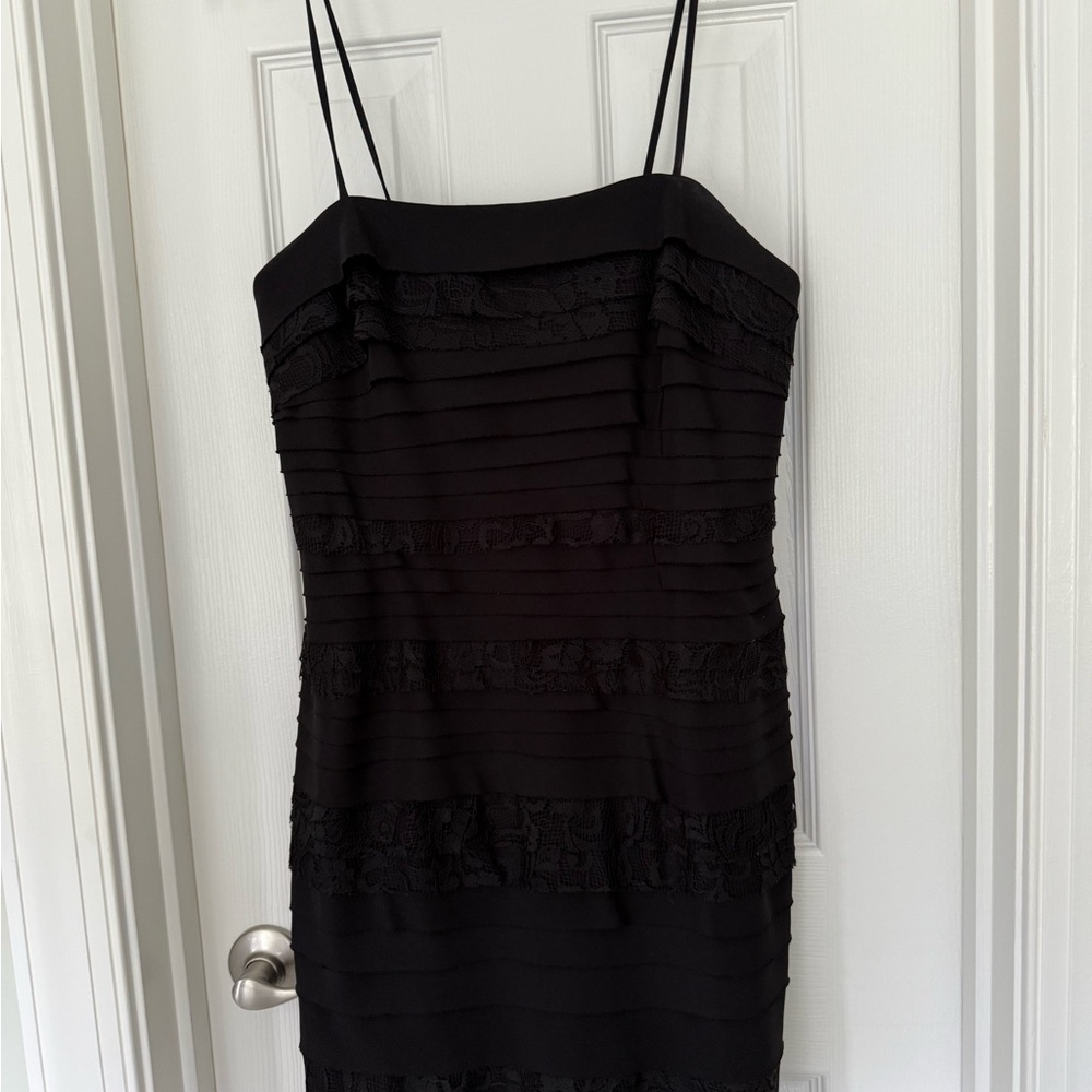 Connected Apparel Black Spaghetti Strapless Dress